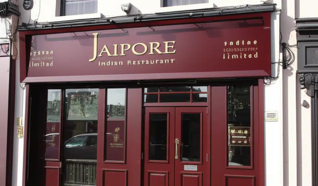 Jaipore Indian Restaurant Limited 1 Bia Indiaíónach úsáidte ag Jaipore Indian Restaurant Limited