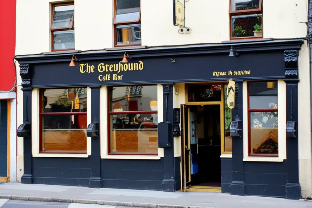 Café Bar an Greyhound: Sráidbhaile Bheag, Bia Déiligh, Deochanna