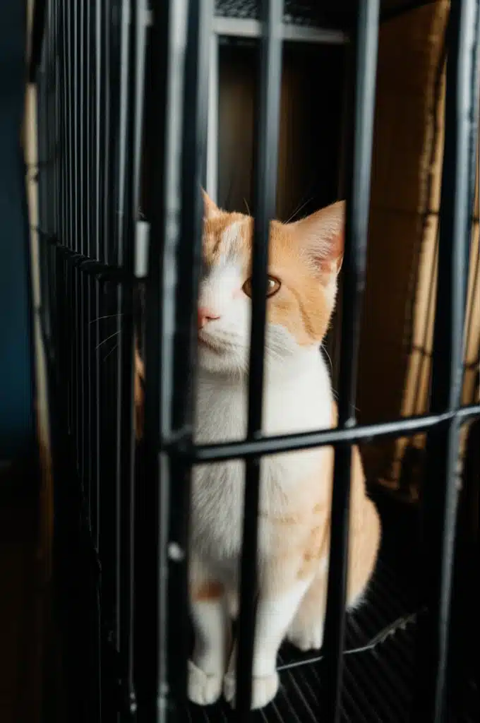 Cat and Cage 1 Cat agus Cró na Madra: Grianghraf de Chat agus Cró