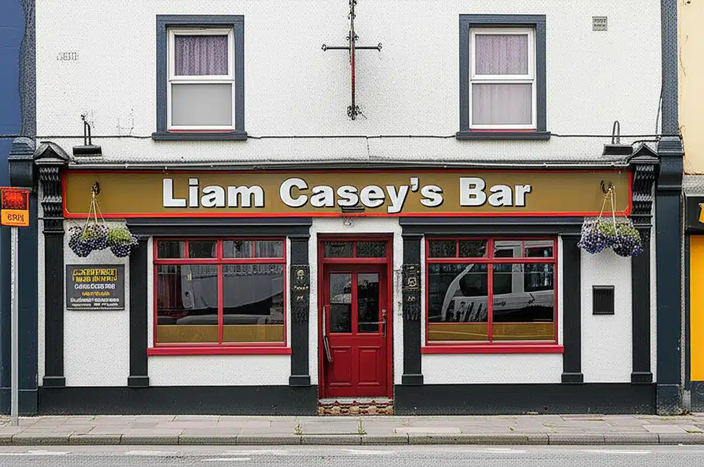 Liam Casey's Bar 1 Tá Liam Caseys Bar, Tigh Táin agus Ceol, Áit Ionráite