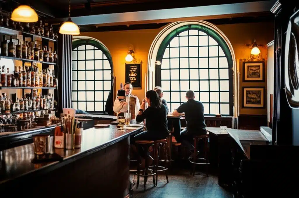 Tá an Bar Portobello ar fáil le haghaidh ól agus ceol