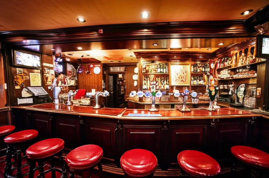 Tá an Dog & Duck Pub againn, teach tabhairne traidisiúnta