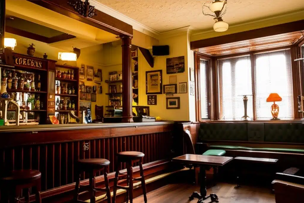 Tá an Garrotts Bar go hálainn le feiceáil ar an bhféar