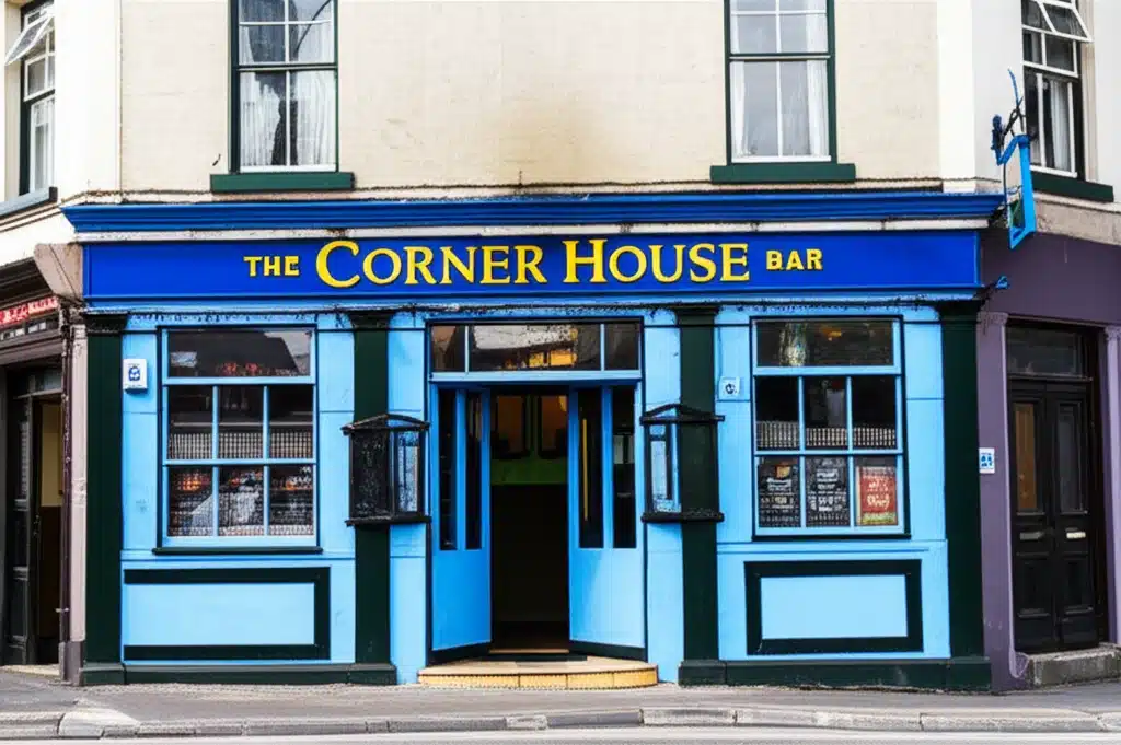 Tá an teach tábhairne ar an gcoirnéal - The Corner House Bar