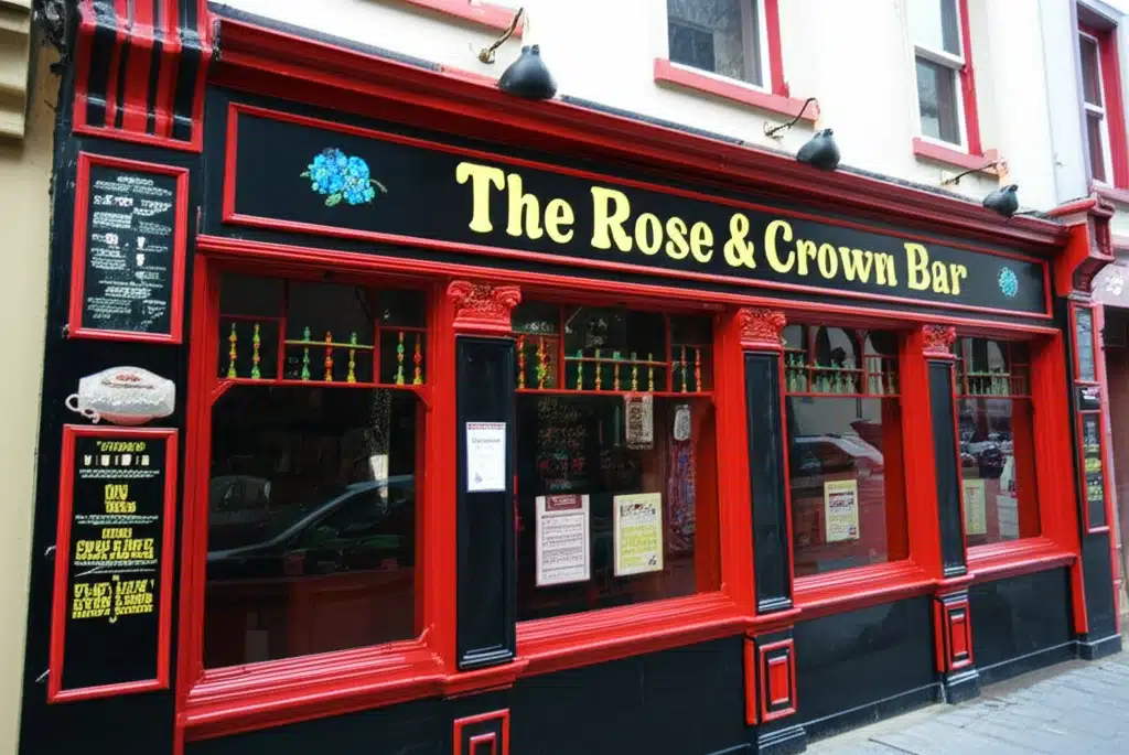The Rose & Crown Bar 1 Táibléad agus Pinta sa Bhia an Rós & Cróin